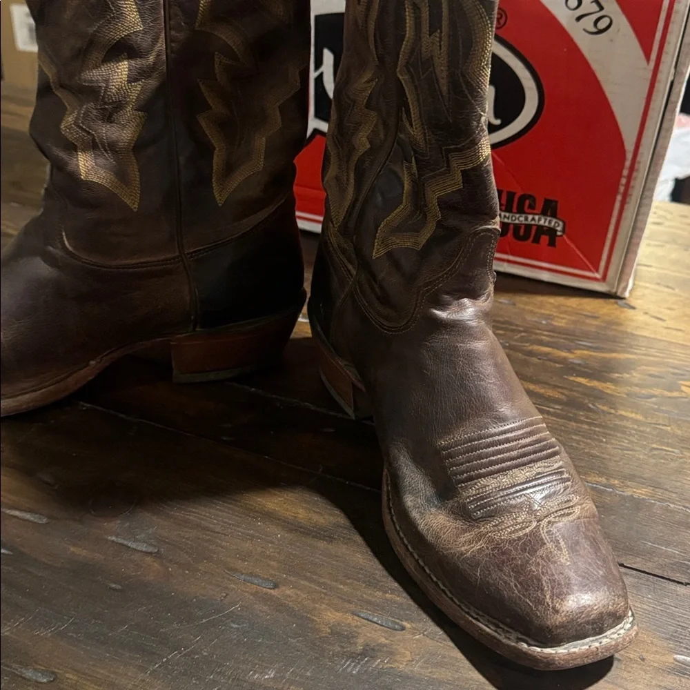 Justin Boots Tan Distressed Vintage Goat Western Boots-Size 8.5 EE, Men’s